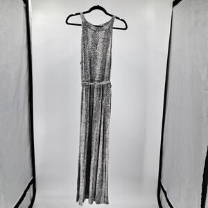 Lane Bryant Maxi Dress 18/20 Snake Print Sleeveless Halter Tie Waist Black White